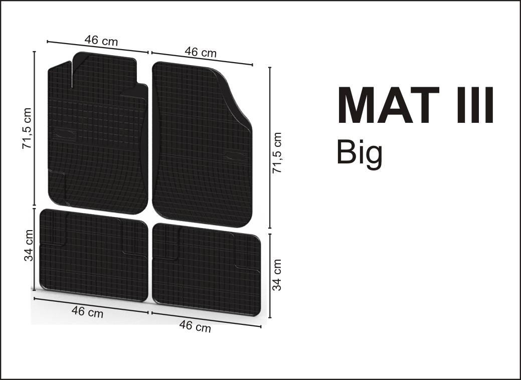 Covorase protectie din cauciuc universal MAT III BIG (2x71.5x46cm - fata + 34x46cm - spate)