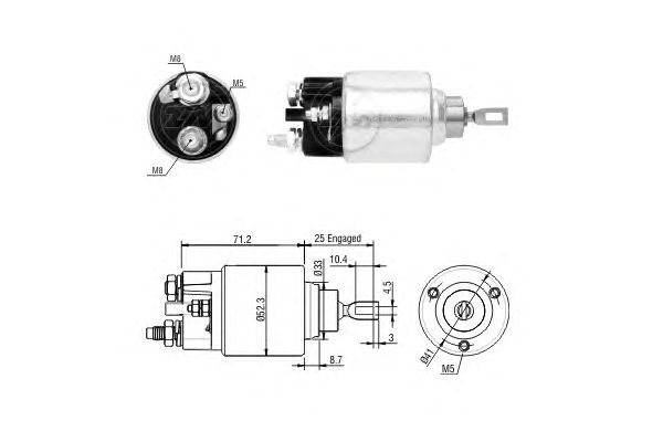 Solenoid, electromotor