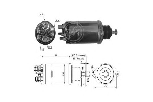 Solenoid, electromotor