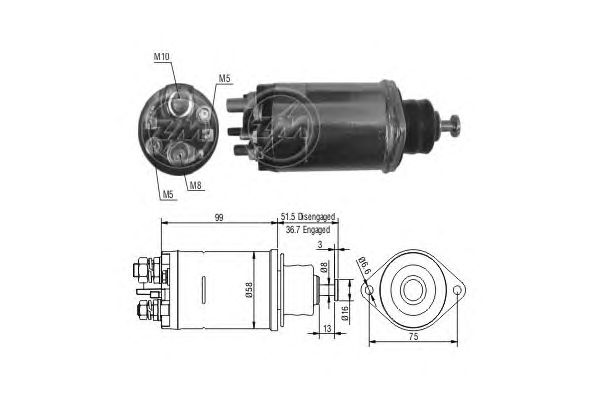 Solenoid, electromotor