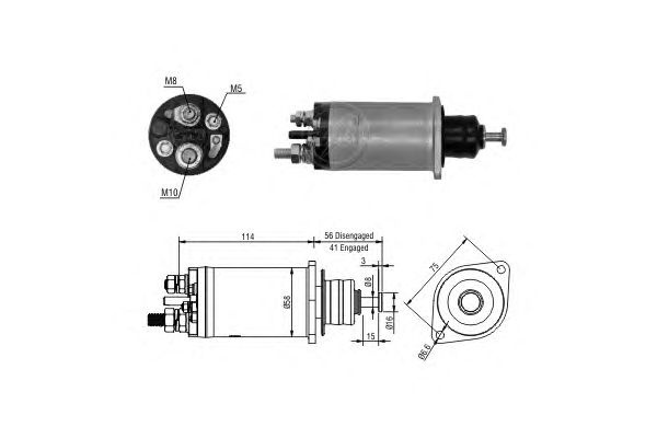 Solenoid, electromotor