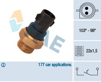 Comutator temperatura, ventilator radiator FORD FIESTA OHV 88- 102-9