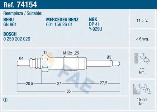 Bujie incandescenta MERCEDES-BENZ SPRINTER/VITO OM601-603 89-