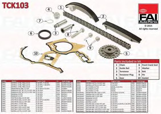 chit lant de distributie OPEL SOHC/SAAB 9-3 / ASTRA G 98-05/VAN 98-,FRONTERA 98-,OMEGA 98-03,SIGNUM 03-,SINTRA 97-99,VECTRA B 95-02/C 02-,ZAFIRA 99-,SAAB9-3 98-