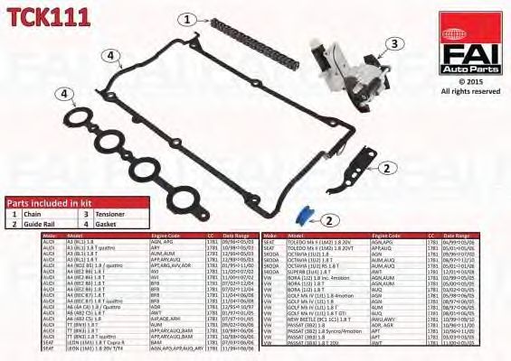 chit lant de distributie AUDI 1.8 T: A3 1.8 96-,A3 S3 01-,A4 1.8 95-,A6 1.8 95-,TT 1.8T 98-,LEON 1.8 99-,TOLEDO II 1.8 99-,OCTAVIA 1.8 96-,SUPERB 1.8T 02-,BORA