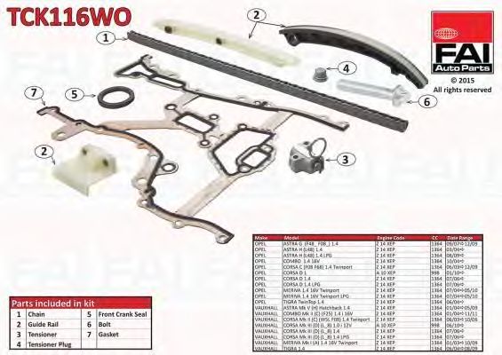 chit lant de distributie OPEL DOHC ASTRA H 04-09,ASTRAVAN MK V 05-,COMBO MK II 04-,CORSA C 03-/D 06-/MK IV 06-/VAN MK III 03-06