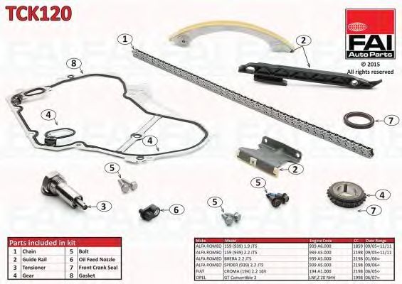 chit lant de distributie ALFA ROMEO 159 (939) 1.9/2.2 JTS ,BRERA 2.2 JTS