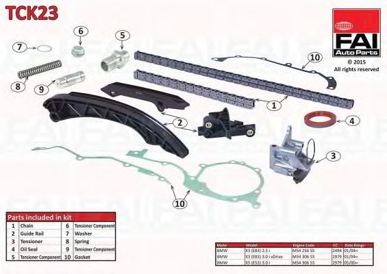 chit lant de distributie BMW X3 (E83) 2.5 I / 2.8 I, X5 (E53) 3.0 I (FEBI: 30331+30410)