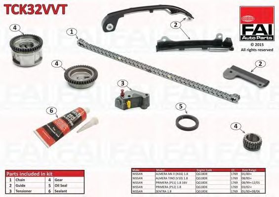 chit lant de distributie NISSAN ALMERA II (N16) 1.5, PRIMERA (P11) 1.8 16V SILNIKI QG15DE , QG18DE