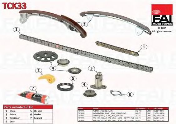 chit lant de distributie TOYOTA AVENSIS (_T22_) 2.0 VVT-I, AVENSIS VERSO (_ACM2_) 2.4 VVTI 4X4 , CAMRY (_XV3_) 2.0 VVTI, PICNIC (_M20_) 2.0 VVTI , 2.4 VVTI , RAV 4