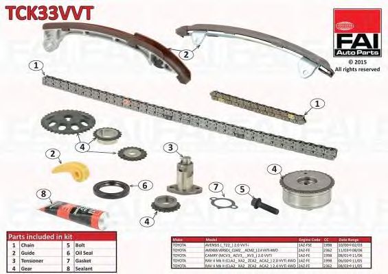 chit lant de distributie TOYOTA AVENSIS (_T22_) 2.0 VVT-I, AVENSIS VERSO (_ACM2_) 2.4 VVTI 4X4 , CAMRY (_XV3_) 2.0 VVTI, PICNIC (_M20_) 2.0 VVTI , 2.4 VVTI , RAV 4