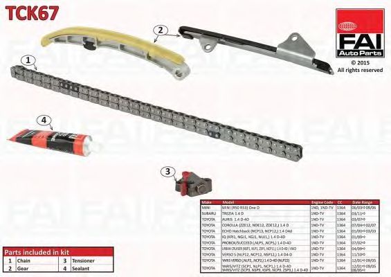 chit lant de distributie TOYOTA COROLLA 1.4 D4D 04-, ECHO 1.4 D4D 00-03, IQ 1.4 D-4D 09-, YARIS 1.4 D-4D 01- SILNIK 1ND-TV 1364CM