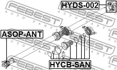 lagar central,cardan HYUNDAI SANTA FE 2,0-2,2 CRDI/2,7 4X4 06-12