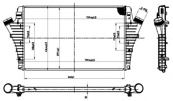 Intercooler, compresor OPEL VECTRA C 02- 1.9CDTI, SIGNUM 03- 1.9CDTI, SAAB 9-3 02- 1.9TID, FIAT CROMA 05- 1.9D MULTIJET