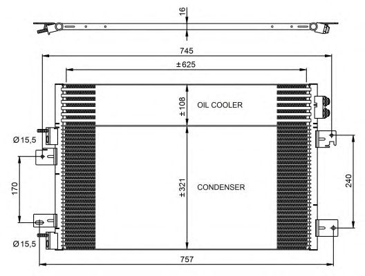 Condensator, climatizare CHRYSLER SEBRING 07-, DODGE AVENGER 07-, JEEP COMPAS 07-, PATRIOT 07- /