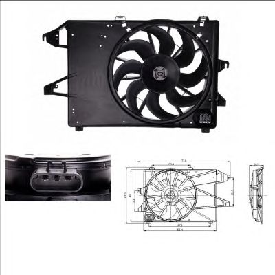 Ventilator, radiator FORD MONDEO 00-07 -AC 380W 8 palete 390MM