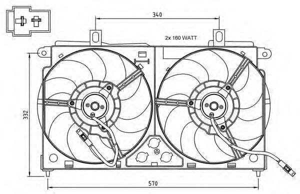 Ventilator, radiator CITROEN SAXO/PEUGEOT 106 96- 160W/160W