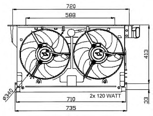 Ventilator, radiator PEUGEOT 406/PARTNER 120/120W