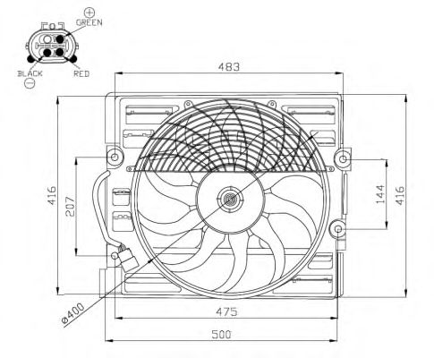 Ventilator, radiator BMW 7 E38 94-01 250W