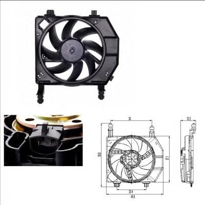 Ventilator, radiator FORD FIESTA 1,8D 95- 260W