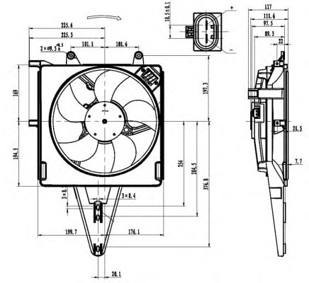 Ventilator, radiator FIAT ALBEA/PALIO 96- 300W