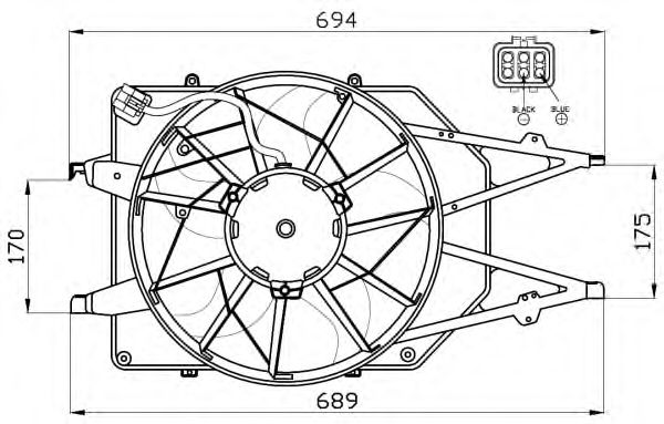 Ventilator, radiator FORD FOCUS 1,8D 98-04 -AC