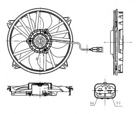 Ventilator, radiator PEUGEOT 307/C4/DS4 1,2THP/1,6/1,6HDI/2,0HDI