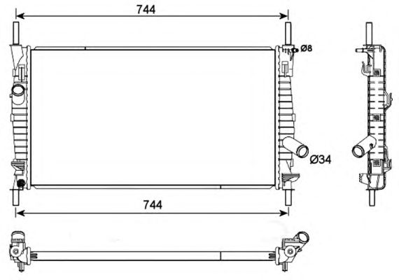 Radiator, racire motor FORD TRANSIT 260, 280, 300 00-06 2,0D, TURNEO 00-06 2,0D