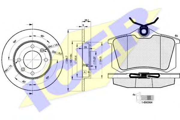 Set frana, frana disc