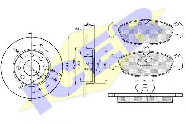 Set frana, frana disc