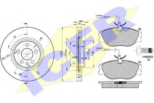 Set frana, frana disc