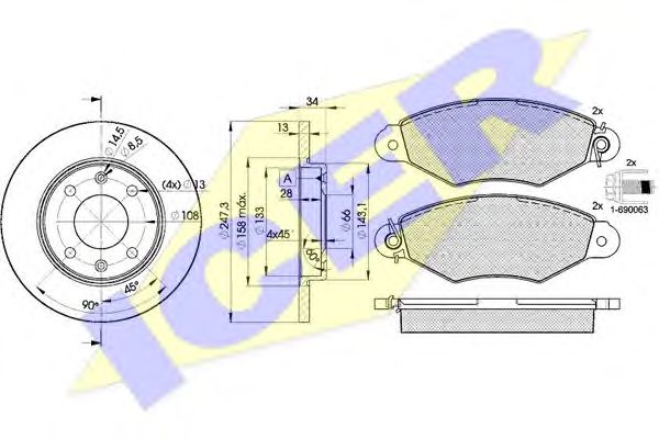 Set frana, frana disc