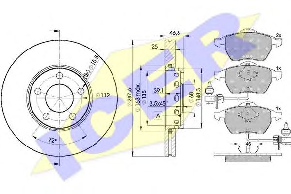 Set frana, frana disc