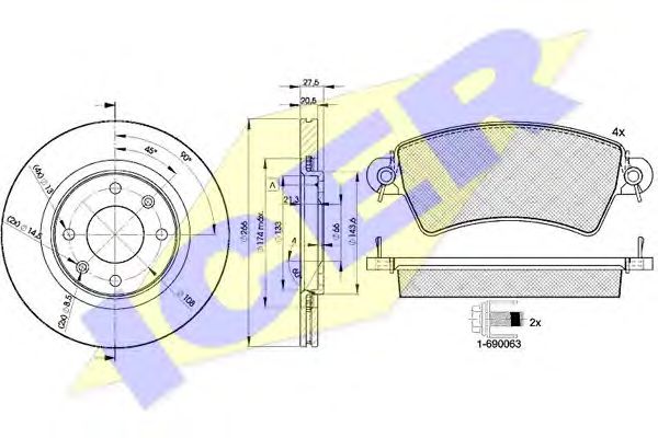 Set frana, frana disc