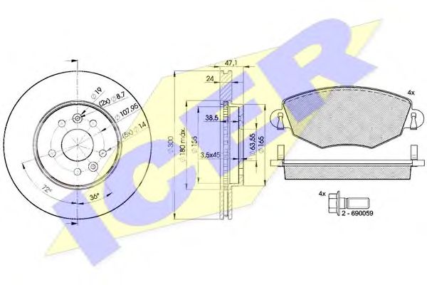 Set frana, frana disc