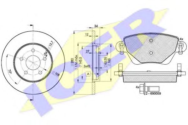 Set frana, frana disc