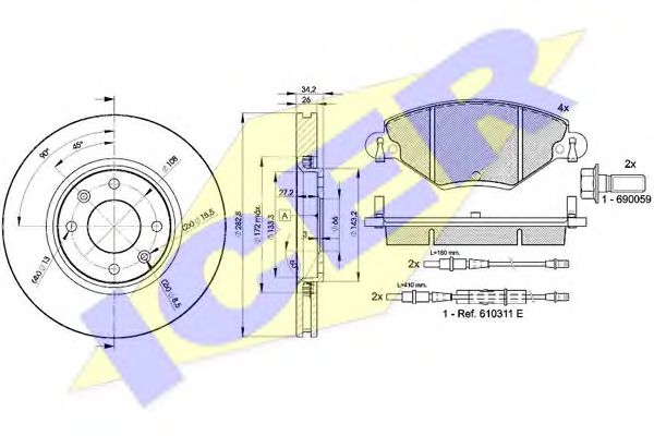 Set frana, frana disc