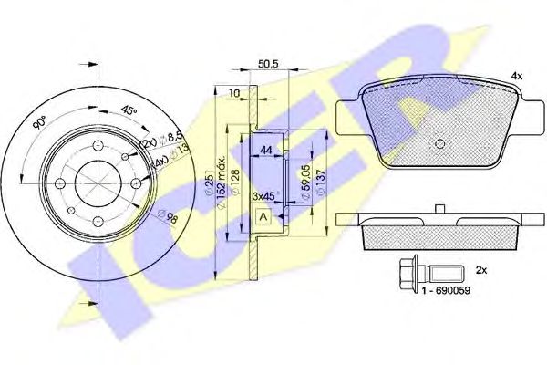 Set frana, frana disc