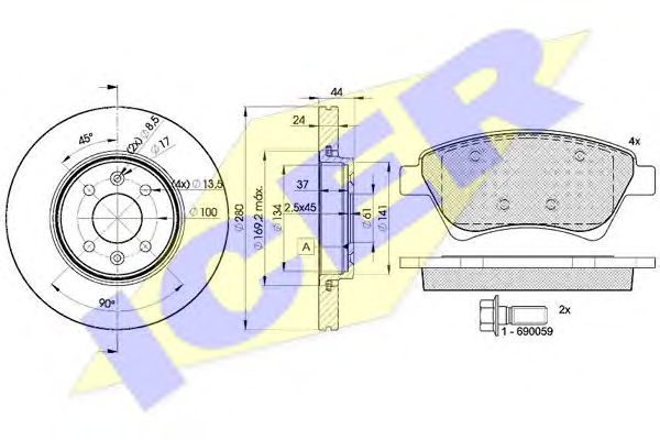 Set frana, frana disc