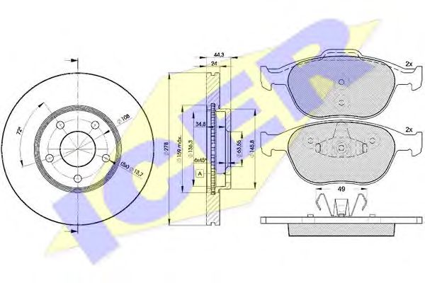 Set frana, frana disc