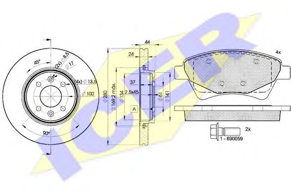 Set frana, frana disc