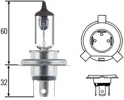 Bec HELLA H4 12V 60/55W P43t