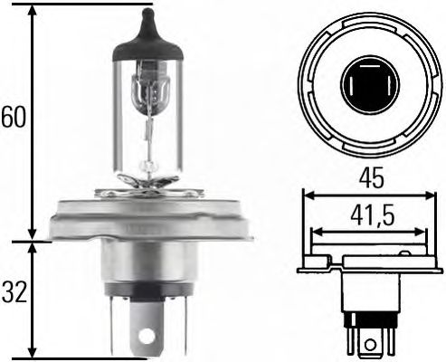 Bec HELLA H4 12V 60/55W P45t