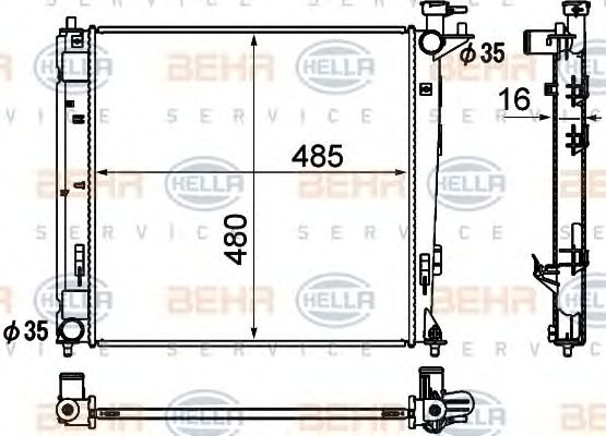 Radiator, racire motor HYUNDAI, KIA IX 35 08/09- 1.7D/2.0D, SPORTAGE 06/10- 1.7D/2.0D