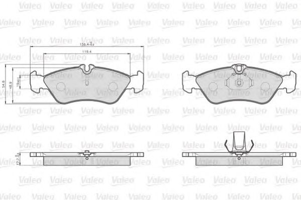 set placute frana,frana disc MERCEDES-BENZ SPRINTER 95-06 156,4x54,8x18,5 TEVES