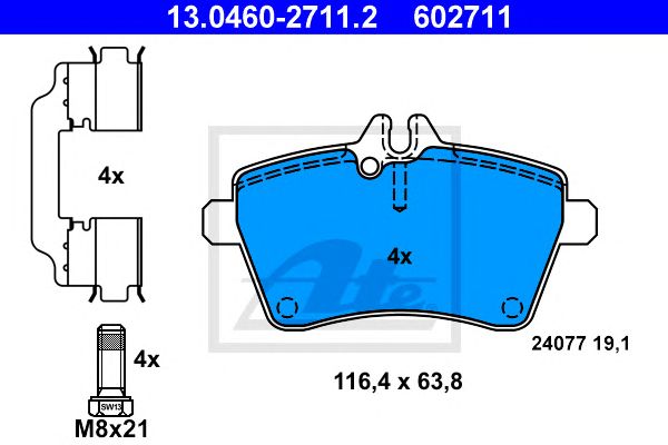 set placute frana,frana disc MERCEDES-BENZ W169/W245 1,5-2,0 04-12 116,4 X 63,8 X 19,1