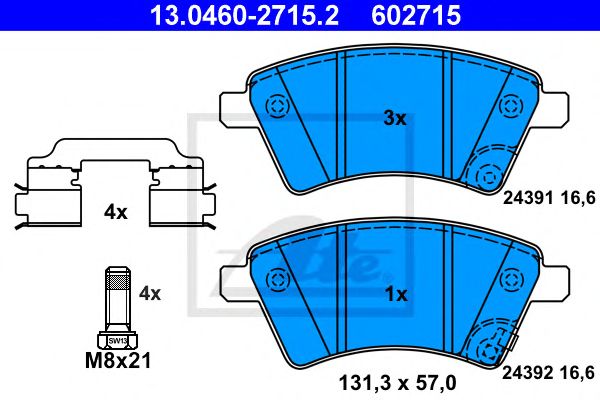 set placute frana,frana disc SUZUKI SX4 1,5-1,6/1,9-2,0DDIS 06- 131,3 X 57 X 16,6