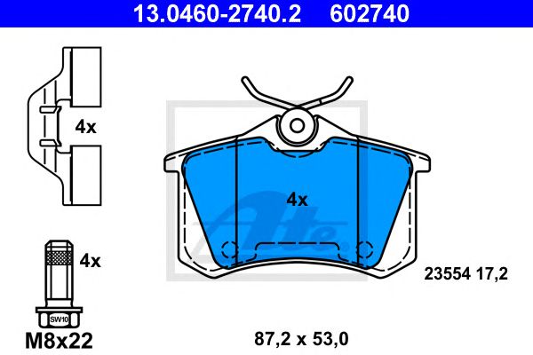 set placute frana,frana disc CITROEN C2/C3/C4/C8/DS3/DS4/XSARA 00- 01- 87 X 53 X 17,2