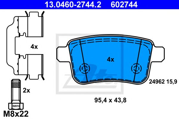 set placute frana,frana disc MERCEDES-BENZ CITAN 1,2/1,5 CDI 12- 95,4 X 43,8 X 15,9