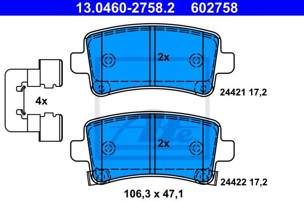 set placute frana,frana disc OPEL INSIGNIA 1,4-2,0 08- 106,3 X 47,1 X 17,2